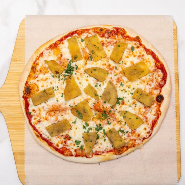 Eggplant Parmigiana Pizza.